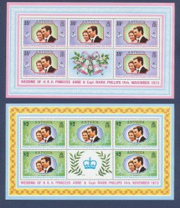 ANTIGUA - Scott 321-322-  - MNH S/S -  Princess Anne Wedding - 1973 