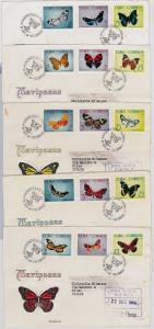 BUTTERFLIES - POSTAL HISTORY - set of 5 FDC COVER to ITALY -  Scott # 996-1010