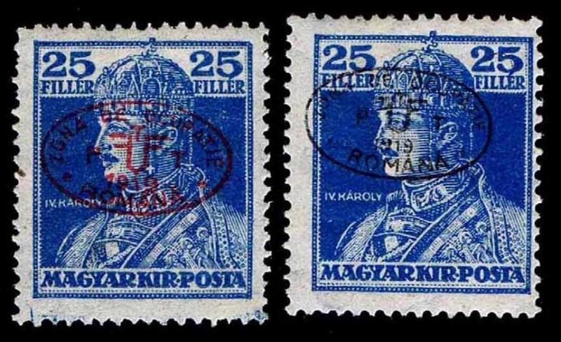 1919 HUNGARY #2N30 & 2N30a ROMANIAN OCCUPATION - OGH - VF - CV $82.00(ESP#9891)