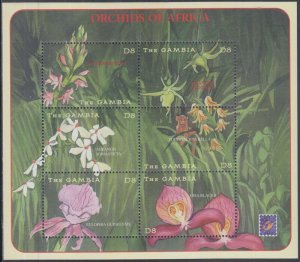 GAMBIA Sc# 2480a-f MNH SHEETLET of 6 DIFF ORCHIDS