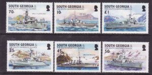South Georgia-Sc#297-302- id11-unused NH set-Royal Navy Ships-2004-