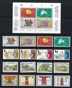 Hong Kong 1987 Year-Set (16v + 1ms, Cpt) MNH CV $110-