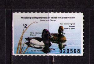 US MISSISSIPPI Sc# 12 MNH FVF Ring Necked Duck Stamp