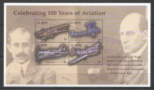 A0249 ST. KITTS TRANSPORT CELEBRATING 100 YEARS OF AVIATION 1KB MNH