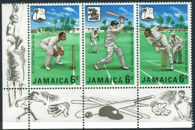 Jamaica 266-268a strip,MNH.Michel 268-170. Marylebone Cricket Club,1968.