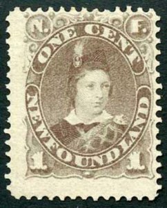 Newfoundland 1880 SG44 1c Dull Grey Brown Mint (hinge remainder) 