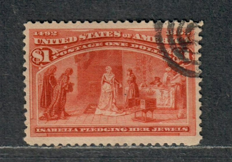 US Sc#241 Used/VF-EF, Well Centered Bright Color Very Tiny Thin, Cv. $525