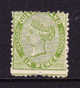 QUEENSLAND 1879-80 6d GREEN  QV  MLH  SG 143