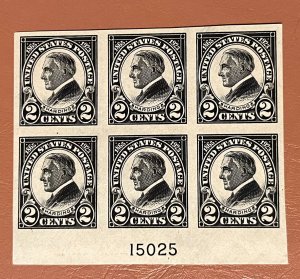 Scott #611 Plate Block MNH XF centering