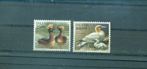 Iceland - Sc# 721-2. 1991 Ducks, Birds. MNH $7.00.