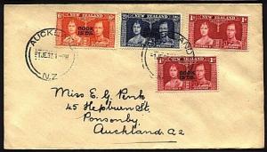 COOK IS & NEW ZEALAND 1937 Coronation mixed franking FDC used in NZ !......99272