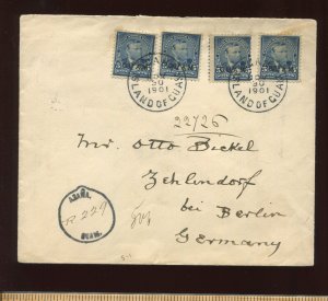 Guam 5 Stamps on Registered Cover to Germany with AGANA ISLAND OF GUAM 1901 CCL