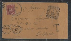 UNITED STATES COVER (PP0811B)  INCOMING FROM ITALY 1907 POSTAGE DUE 10C 