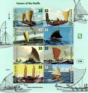 Marshall Islands 1998 Sc 655 Souvenir Sheet Canoes of the Pacific