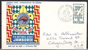 New Zealand, Scott cat. 378. Nat`l Scout Jamboree issue. First day cover. ^