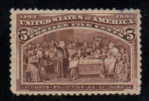 US #234 SCV $75.00 VF mint hinged, very fresh color,  corner thin,  Nice and ...