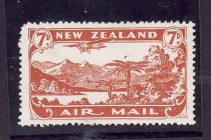 New Zealand-Sc#C3-unused hinged Airmail 7p orange-Planes-1931-