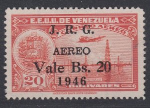 Venezuela 1947 J.R.G. 20b on 20b. Used. Scott C227, SG 737