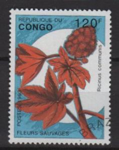 Congo, People's Rep 1993 -Scott 1018 CTO-  120fr, Flowers