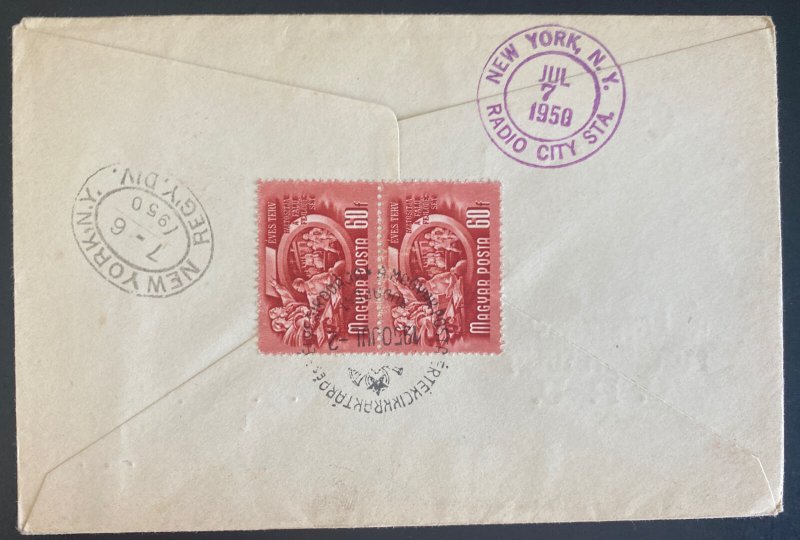 1950 Budapest Hungary First Day Cover Egyptian Post Office UPU To New York Usa