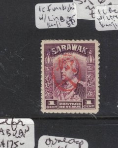 Sarawak Jap Oc 1c Oval Chop + Straight Line Purple Chop MNH (3cnk)