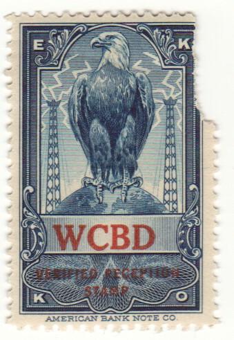 EKKO radio reception stamp, WCBD, Zion, Illinois
