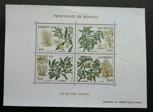 Monaco The Four Seasons Fruits Olive 1988 Plant Flora Tree (ms) MNH *recess