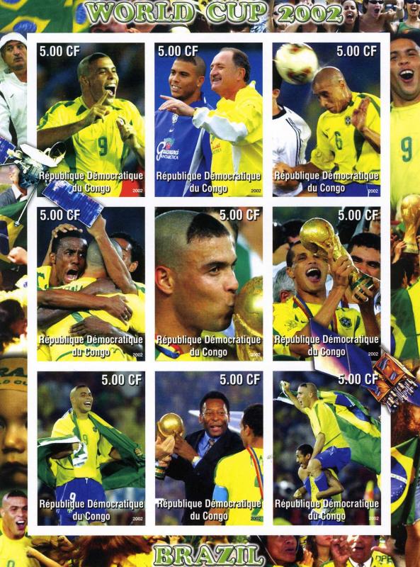 Football World Cup 2002 BRAZIL Team Sheet Imperforated Mint (NH)