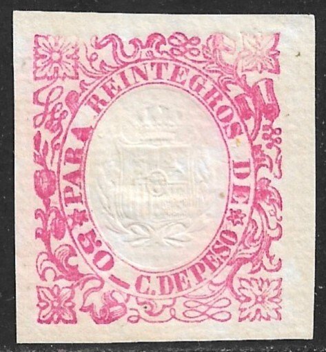 PUERTO RICO 1872 50c For Withdrawal of Revenue Cut Square MNG