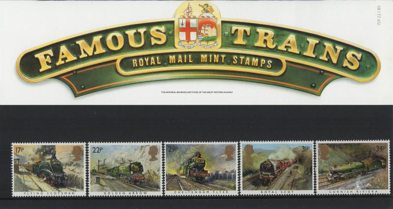 PRESENTATION PACK PP136 1985 - FAMOUS TRAINS (printed no.159)