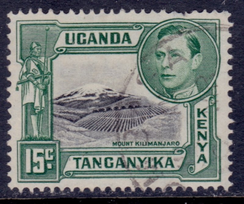 Kenya, Uganda & Tanganyika, 1938, KGVI, Mt.Kilimanjaro, 15c, sc#73, used**