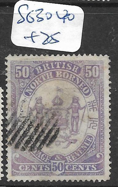 NORTH BORNEO (P2805B)  50C ARMS , LION SG 30   VFU