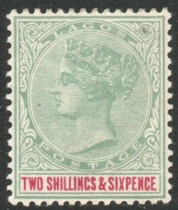 LAGOS-1887-1902 2/6 Green & Carmine Sg 39 LIGHTLY MOUNTED MINT V46513