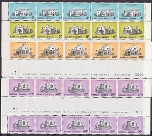 SAMOA 1969 Christmas Churches set complete gutter strips MNH...............A4968