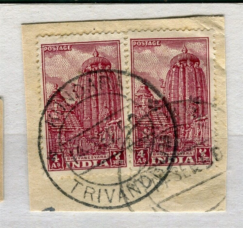 INDIA; 1950 early Trivandrum POSTMARK PIECE fine used item