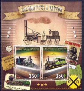 Djibouti 2013 Steam Trains Locomotives Sheet MNH