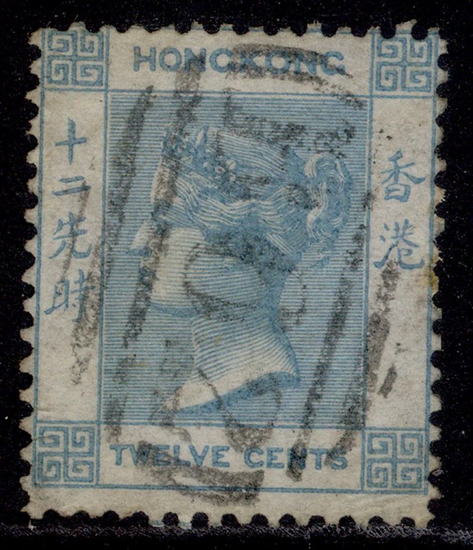 HONG KONG QV SG3, 12c pale greenish blue, USED. Cat £65.