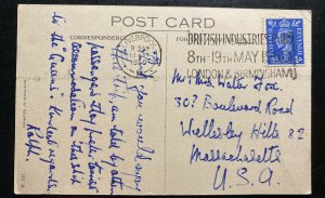 1950 Liverpool England Picture postcard Cover To Wellesley MA USA Britannic