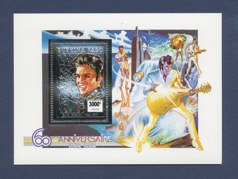 BURKINA FASO - Scott 993A -  MNH silver S/S - ELVIS - 1995 --b