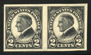 611, $18, 1923 2c black, imperf. pair, never hinged