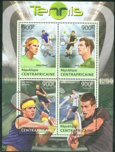 CENTRAL AFRICA 2013 TENNIS NADAL DJOKOVIC MURRAY del POTRO SHEET MINT NH