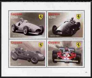 Guyana 2009 Ferrari Cars perf sheetlet containing 4 value...