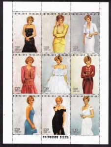 Togo 1997 Sc#1798 Diana Princess of Wales Sheetlet (9) Perforated MNH