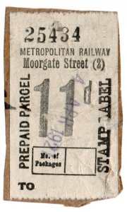 (I.B) Metropolitan Railway : Prepaid Parcel 11d (Moorgate)