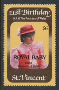 St. Vincent  SC# 654  MNH Royal Baby opt on Birthday issue 1982  see detail &...