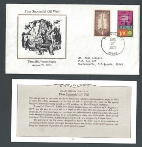 1977 Titusville PA In 1859 1st Successful Oil Well W/Data Card