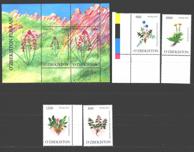 Uzbekistan. 2011. 923-26, bl59. Flowers flora. MNH. 