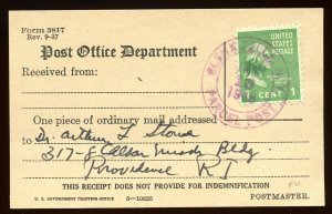 U.S. Scott 804 on Certificate of Mailing Form 3817