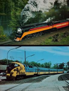 United States 1987 Vintage Locomotive Booklet FDC (5) on Colorful Train Cards