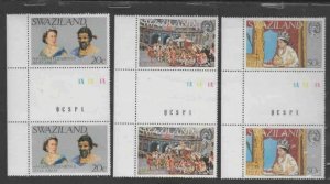 SWAZILAND #278-280 1977 REIGN OF QEII 25TH ANNIV. MINT VF NH O.G GUTTER bb